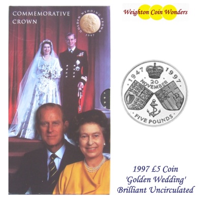 1997 £5 BU Coin Pack - Golden Wedding - Click Image to Close